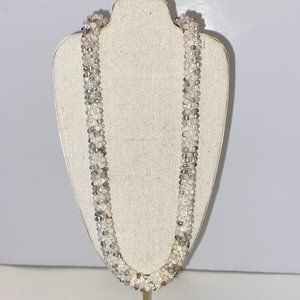 Vintage Necklace Faceted Beads White and Clear from Aldo 18 inches + chain